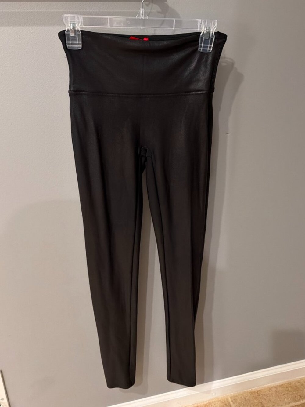 SPANX Faux Leather Leggings Black High Rise Size M